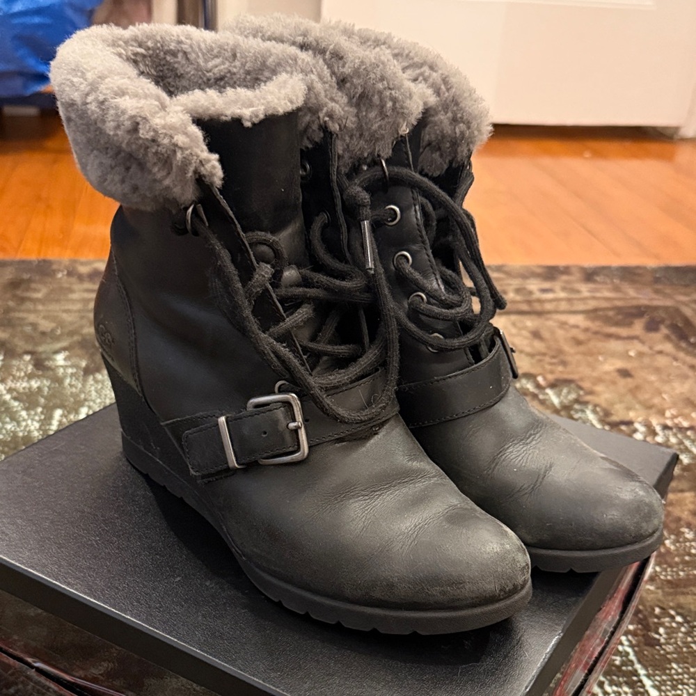 Black UGG wedge boots